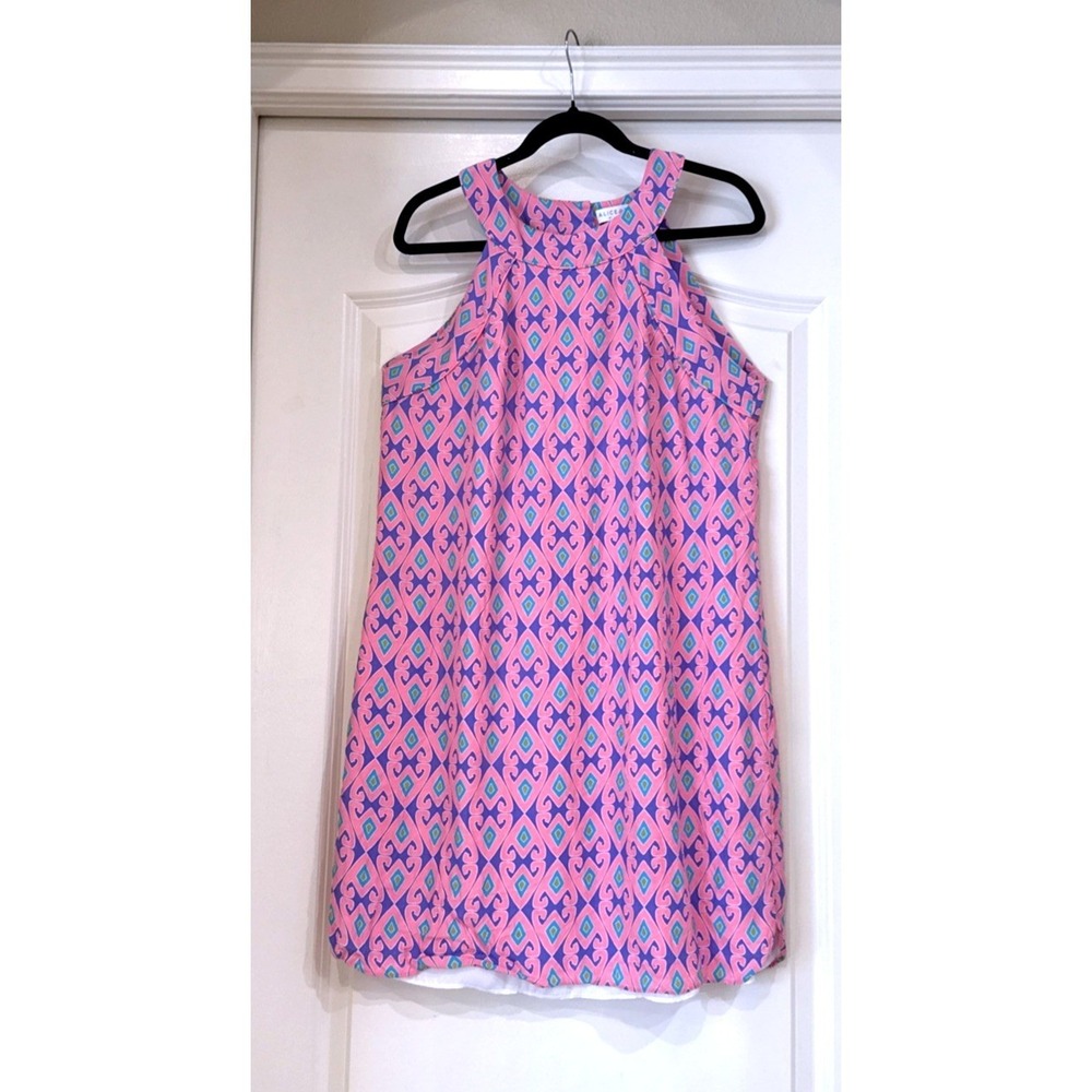Alice & Trixie Angela George Pink Silk Halter‎ Geometric Ikat Shift Dress Sz S*